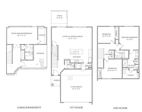 Floor plan for 4 beds, 3.5 baths, 2002 sqft